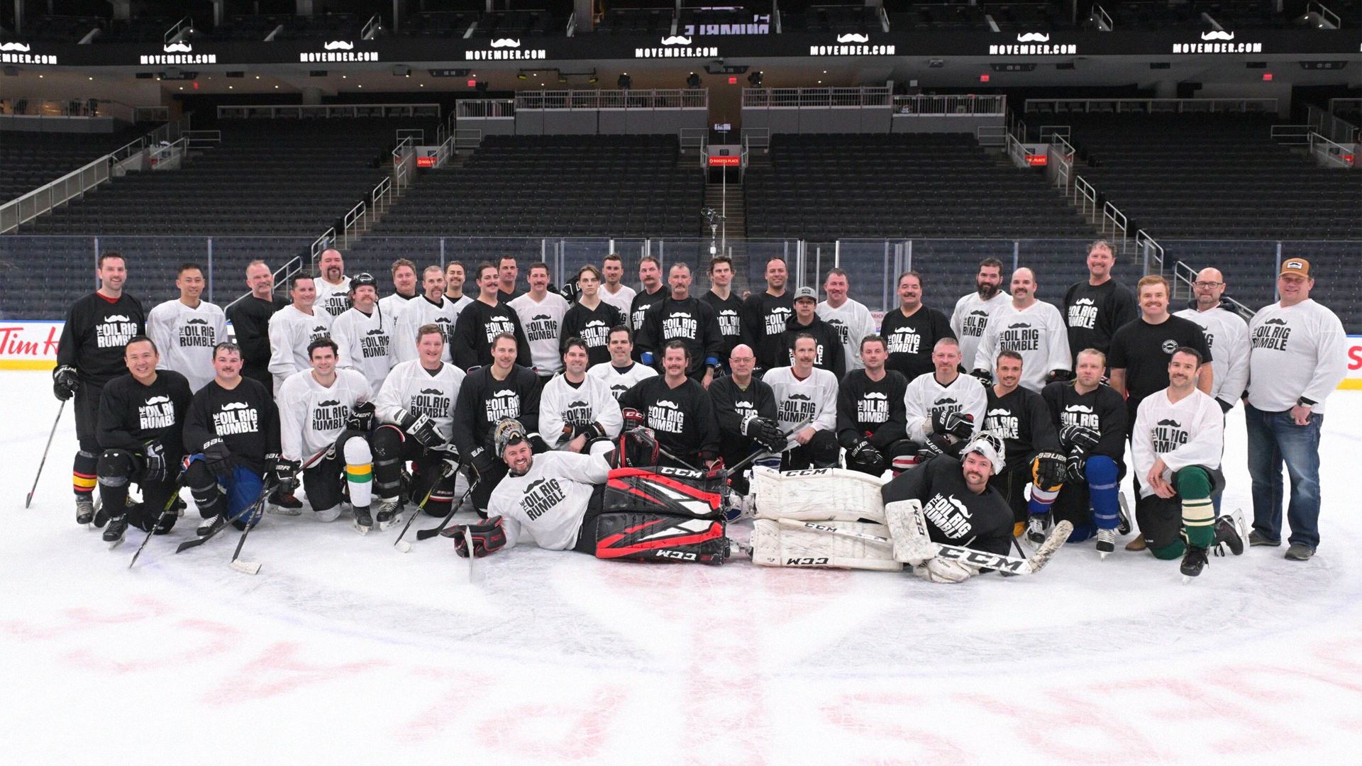 A men's hockey time on the rink