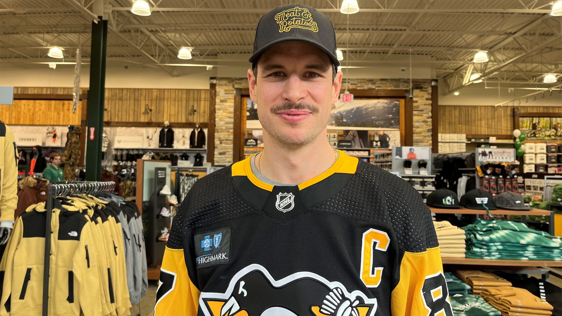 NHL Player Sidney Crosby smiles with a glorious Mo upon his upper lip