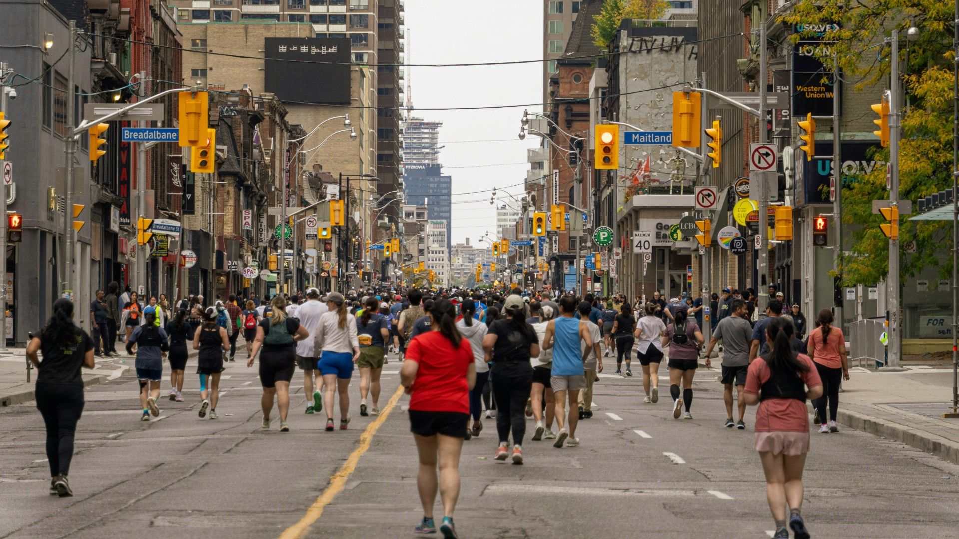 Runners competing in the streets of Toronto