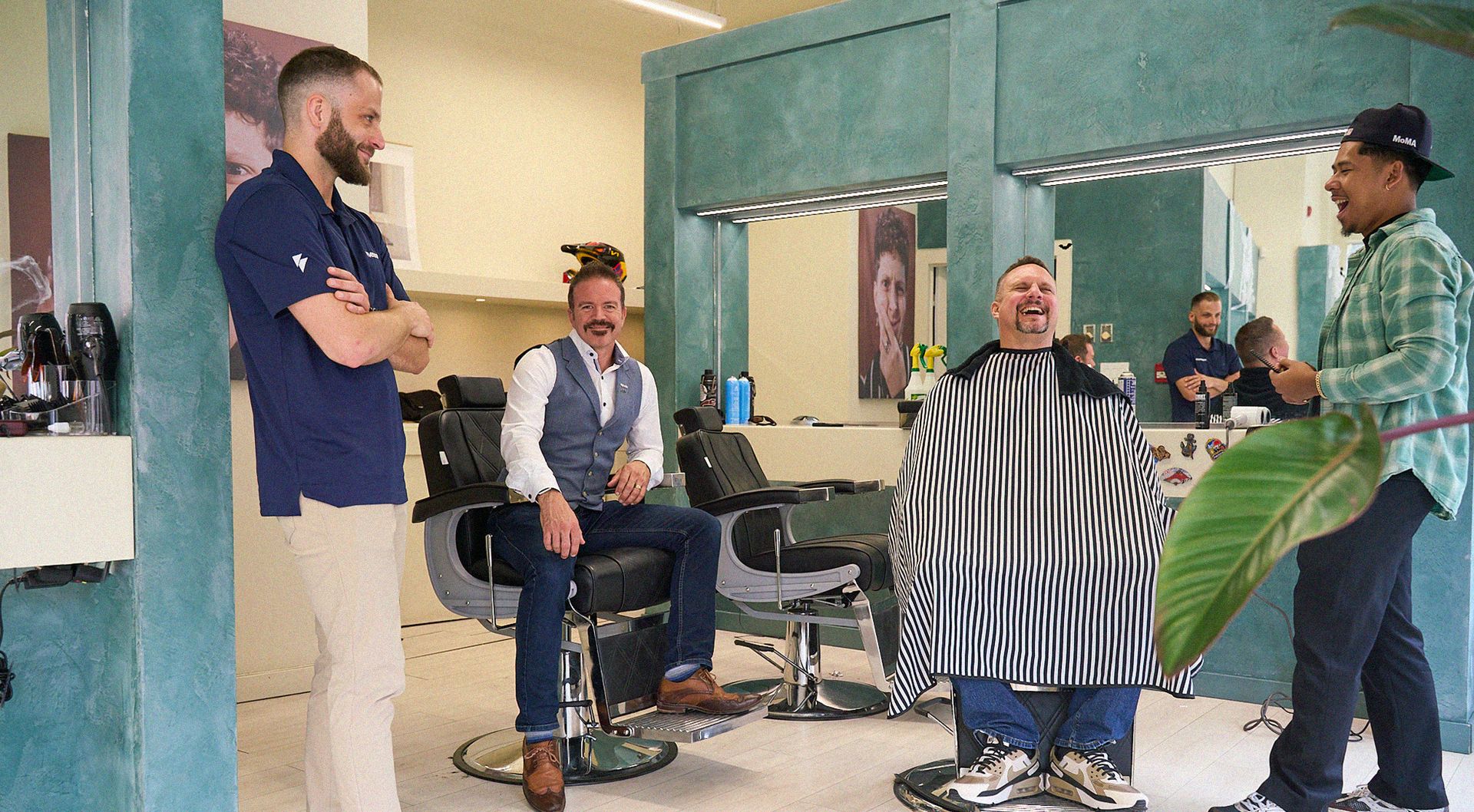 Four men in a barbershop