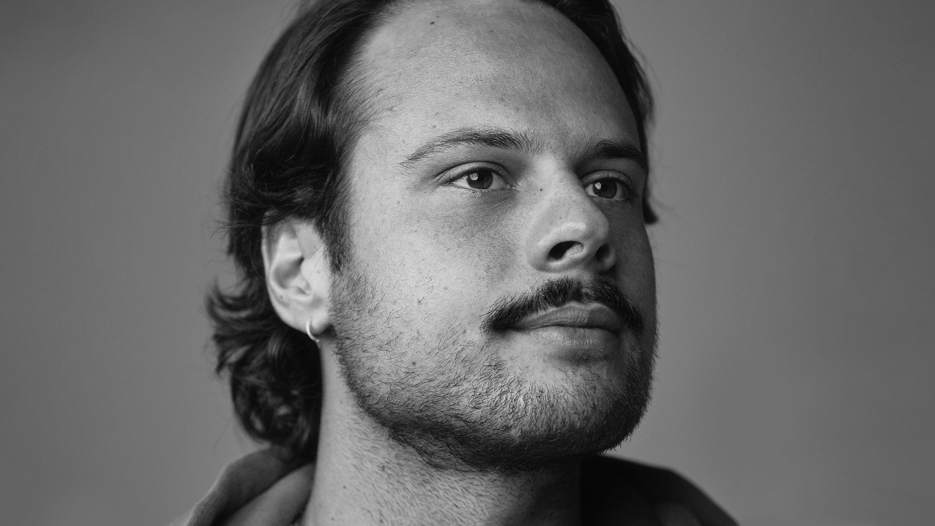 NHL MVP poses stoically for a Black and White portrait, his epic Mo is ready for Movember