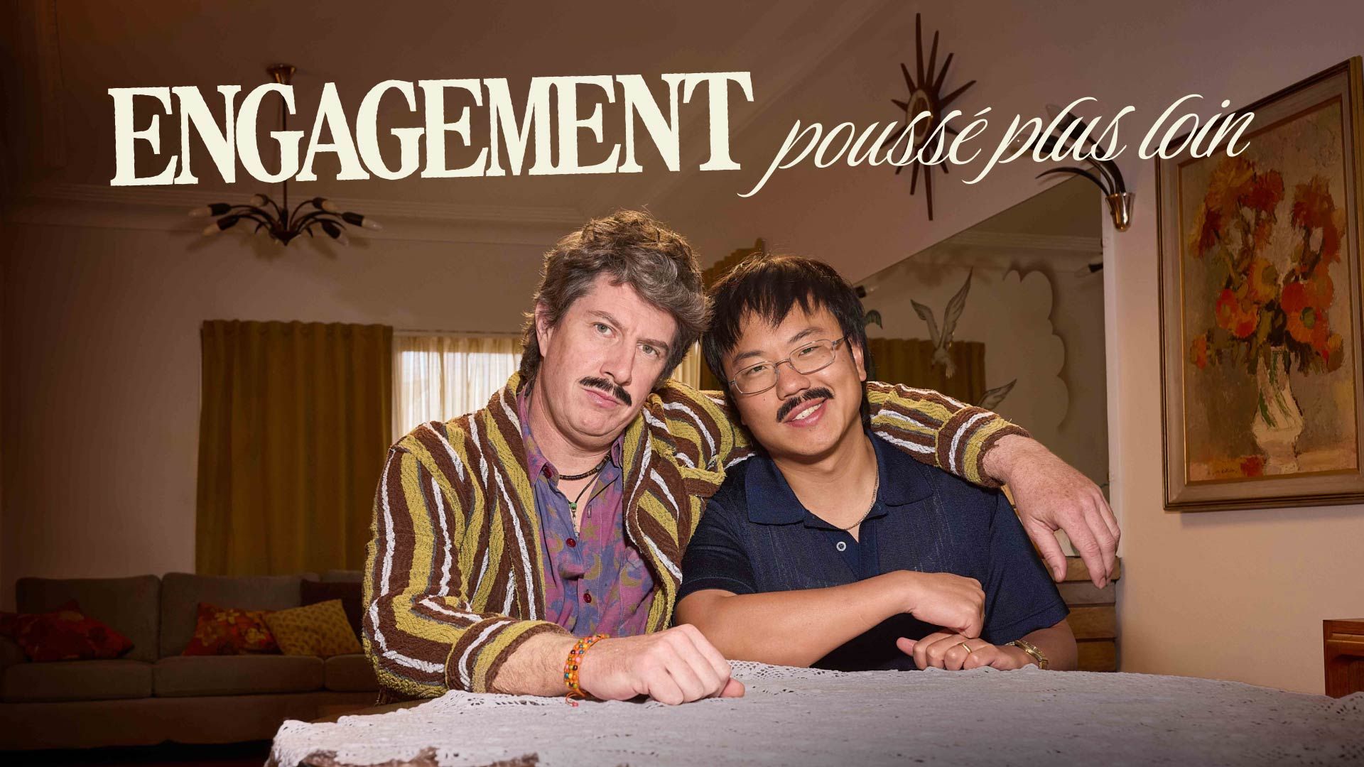 Photo of Aaron Chen and John, posing for Movember.