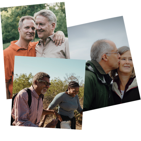 A collage of thee photos which picture couples spending time together.