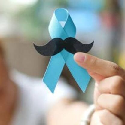 Photo of a Movember moustache logo in a ribbon.