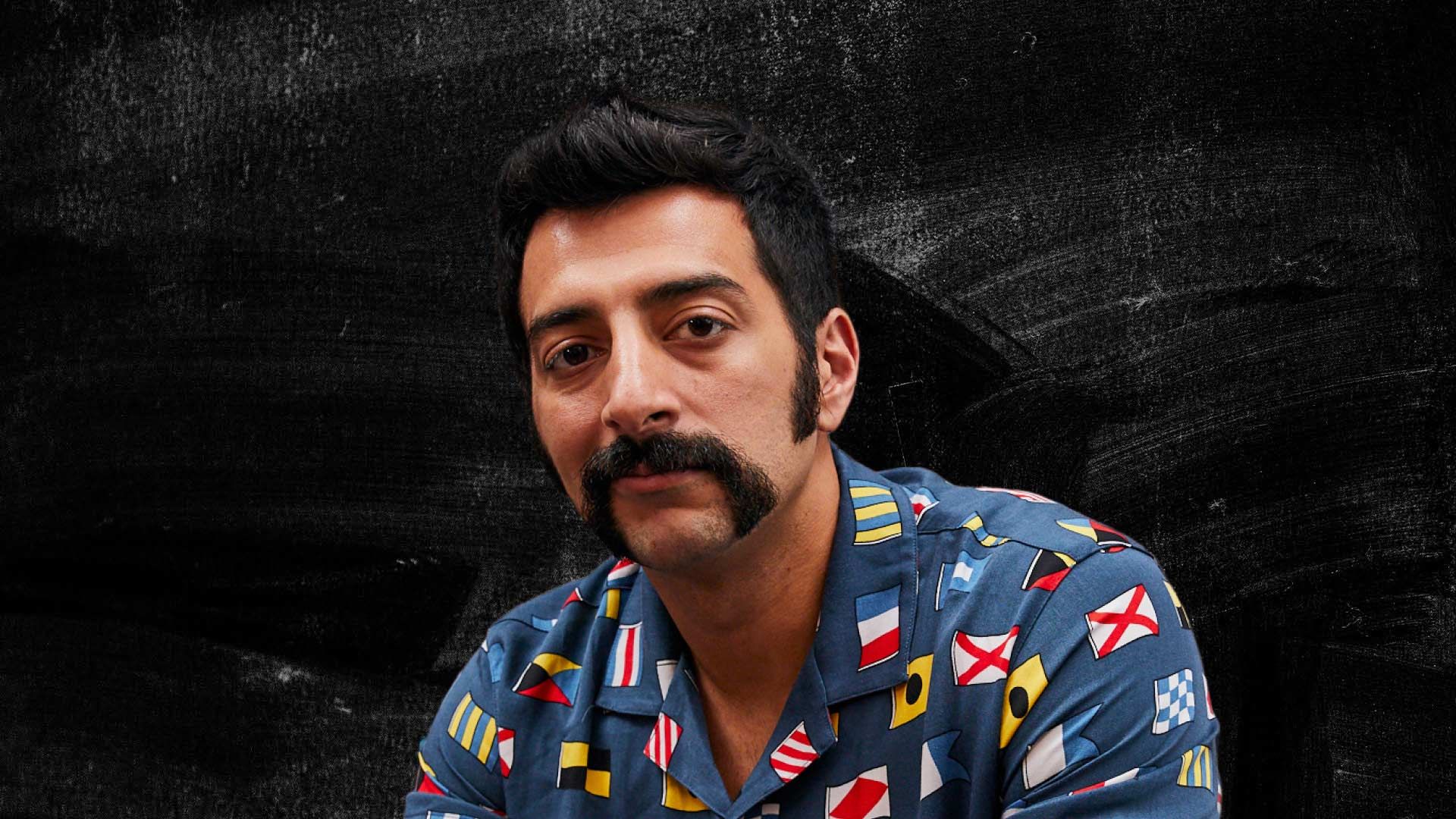Photo of handsome man with a superb moustache.