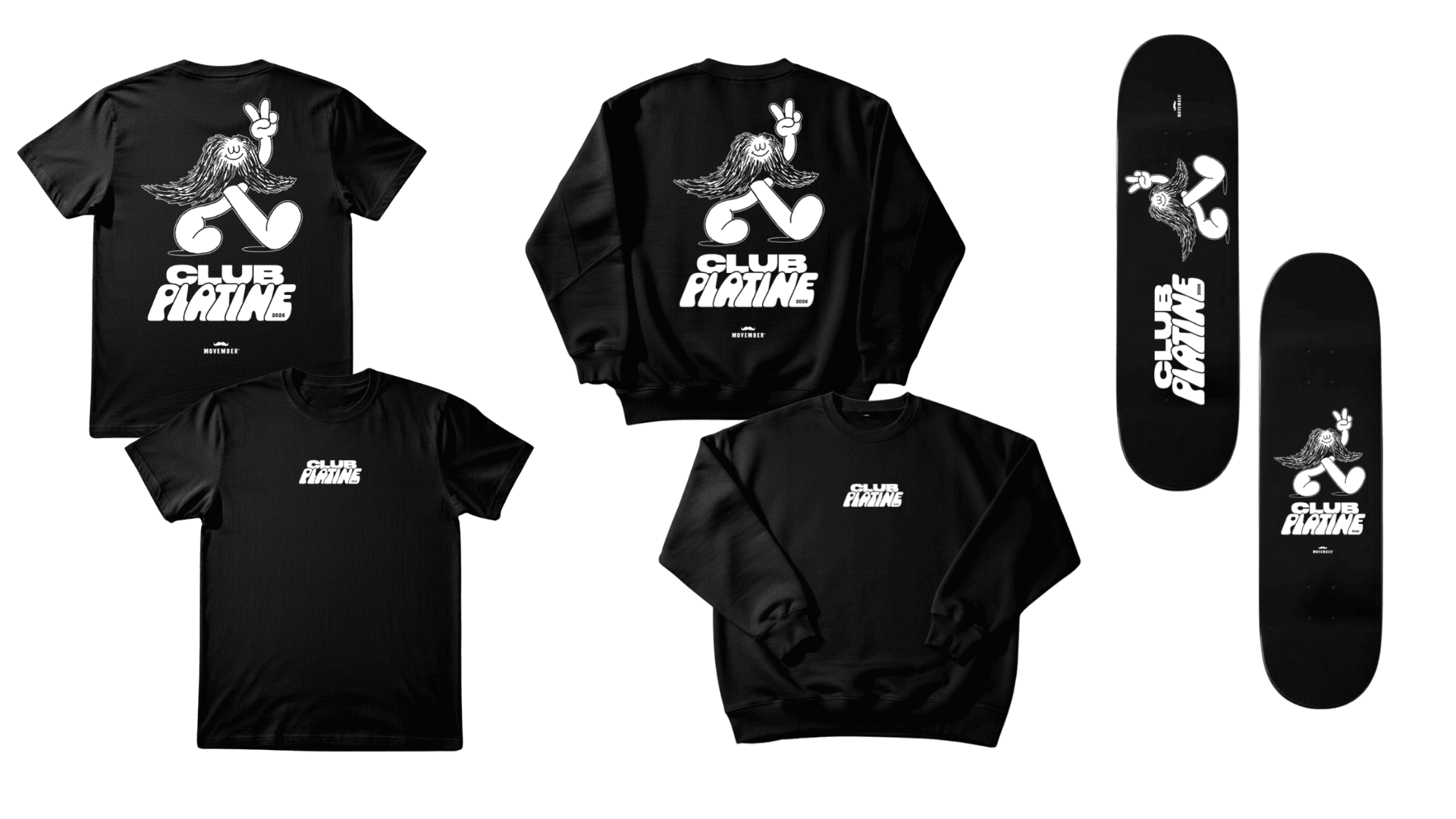 Image showing front and back of Movember Canada Platinum Club merchandise in French.